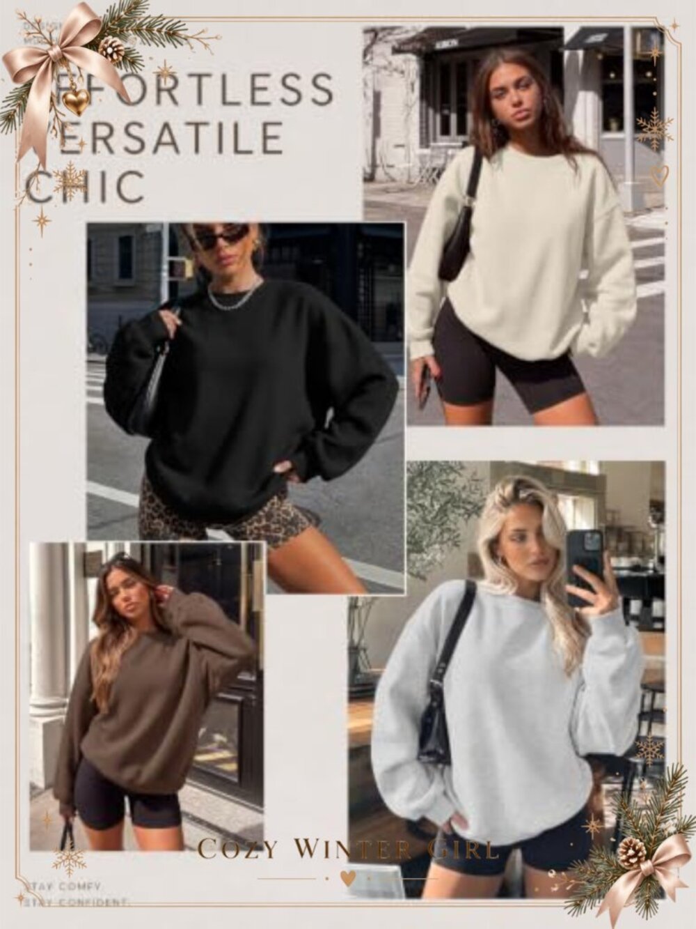 Oversized Fleece Crewneck Sweatshirt Pullover Hoodie Casual - Picture 4 of 6